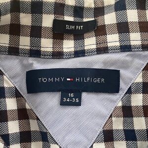 Tommy Hilfiger Brown and White Checkered Shirt